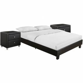 Acton Platform Bed, Queen, Black with 2 Nightstands - Camden Isle Furniture 132134