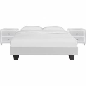 Acton Platform Bed, King, White with 2 Nightstands - Camden Isle Furniture 132235