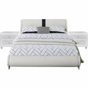Carlton Platform Bed, King, White with 2 Nightstands - Camden Isle Furniture 212235