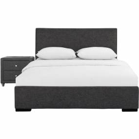 Hindes Upholstered Platform Bed, Gray, Twin with 1 Nightstand - Camden Isle Furniture 86989