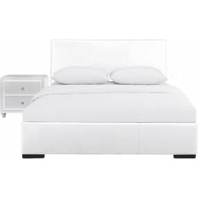 Hindes Upholstered Platform Bed, White, Twin with 1 Nightstand - Camden Isle Furniture 86993