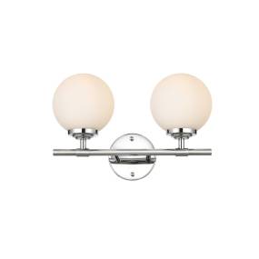 Ansley 2 Light Chrome And Frosted White Bath Sconce - Elegant Lighting LD7301W15CH