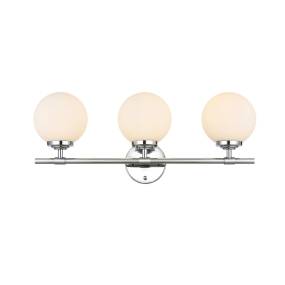 Ansley 3 Light Chrome And Frosted White Bath Sconce - Elegant Lighting LD7301W24CH