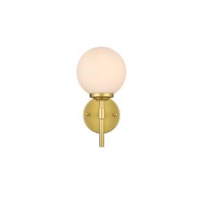 Ansley 1 Light Brass And Frosted White Bath Sconce - Elegant Lighting LD7301W6BRA