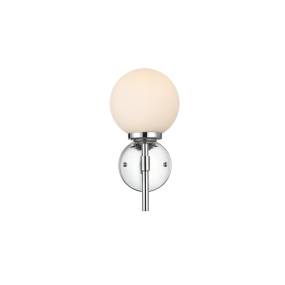 Ansley 1 Light Chrome And Frosted White Bath Sconce - Elegant Lighting LD7301W6CH