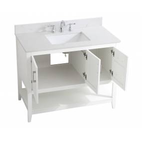 42 inch Single Bathroom Vanity in White with Backsplash - Elegant Lighting VF16042WH-BS
