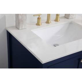 30 inch Single Bathroom Vanity in Blue with Backsplash - Elegant Lighting VF16430BL-BS