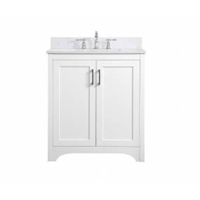 30 inch Single Bathroom Vanity in White with Backsplash - Elegant Lighting VF17030WH-BS
