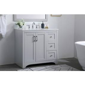 36 inch Single Bathroom Vanity in Grey with Backsplash - Elegant Lighting VF17036GR-BS