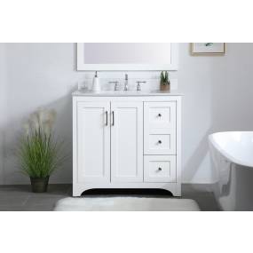 36 inch Single Bathroom Vanity in White with Backsplash - Elegant Lighting VF17036WH-BS