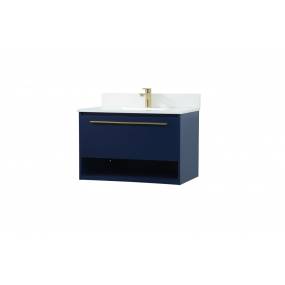 30 inch single bathroom vanity in blue with backsplash - Elegant Lighting VF43530MBL-BS