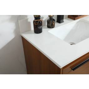 30 inch single bathroom vanity in teak with backsplash - Elegant Lighting VF43530MTK-BS