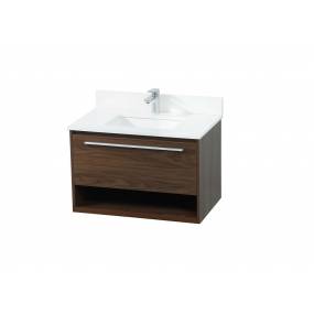 30 inch single bathroom vanity in walnut with backsplash - Elegant Lighting VF43530MWT-BS
