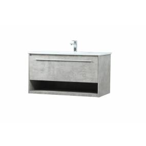 36 inch single bathroom vanity in concrete grey - Elegant Lighting VF43536MCG