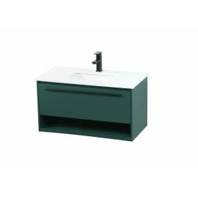 36 inch single bathroom vanity in green - Elegant Lighting VF43536MGN