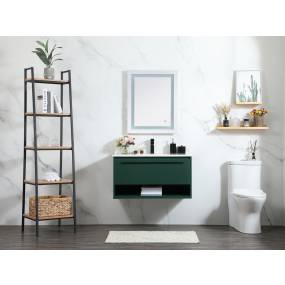 36 inch single bathroom vanity in green with backsplash - Elegant Lighting VF43536MGN-BS