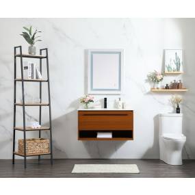 36 inch single bathroom vanity in teak with backsplash - Elegant Lighting VF43536MTK-BS