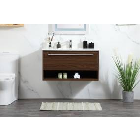 36 inch single bathroom vanity in walnut with backsplash - Elegant Lighting VF43536MWT-BS