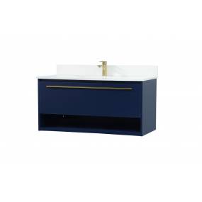 40 inch single bathroom vanity in blue with backsplash - Elegant Lighting VF43540MBL-BS
