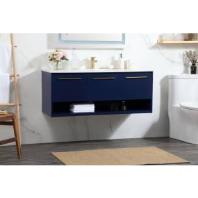 48 inch single bathroom vanity in blue with backsplash - Elegant Lighting VF43548MBL-BS