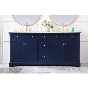 72 inch double bathroom vanity in Blue - Elegant Lighting VF53072DBL