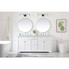 72 inch double bathroom vanity in White - Elegant Lighting VF53072DWH