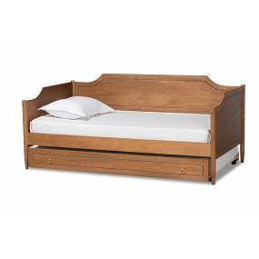 Baxton Studio Alya Classic Traditional Farmhouse Twin Size Daybed /w Roll-Out Trundle Bed - Wholesale Interiors MG0016-1-Walnut-Daybed /w Trundle