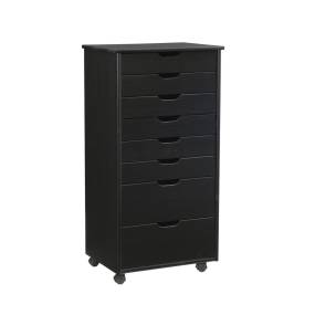 Cary Eight Drawer Rolling Storage Cart, Black - Linon CT42BLK01