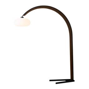 Vaulted 86" Arc Lamp in Weathered Brass and Walnut with Dimmer Switch - NOVA of California 2012202OAK