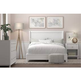 Stapleton Queen Panel Bed in White - Alpine Furniture 2090-01Q