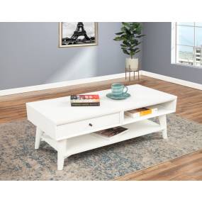 Flynn Coffee Table in White - Alpine Furniture 966-W-61
