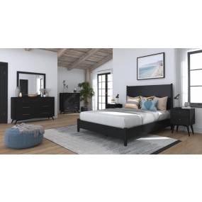 Flynn Full Size Panel Bed in Black - Alpine Furniture 966BLK-08F