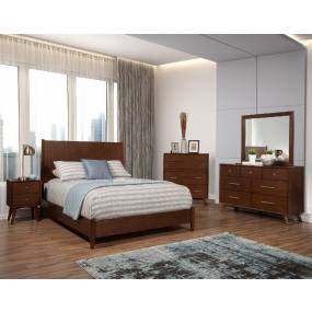 Flynn Queen Panel Bed in Walnut - Alpine Furniture 966WAL-01Q