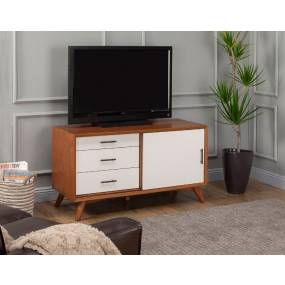Flynn Small TV Console in Acorn/White - Alpine Furniture 999-15