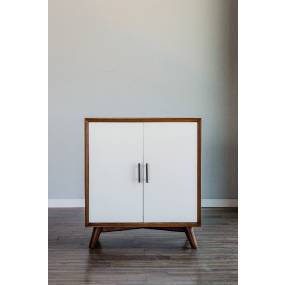 Flynn Small Bar Cabinet in Acorn/White - Alpine Furniture 999-17