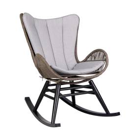 Fanny Outdoor Patio Rocking chair in Dark Eucalyptus Wood and Truffle Rope - Armen Living 840254332256