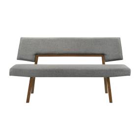 Channell Wood Dining Bench in Walnut Finish with Charcoal Fabric – Armen Living LCCHBCHWACH