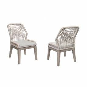 Costa Patio Outdoor Dining Chairs in Grey Acacia Wood and Rope - Set of 2 - Armen Living LCCJSIGR