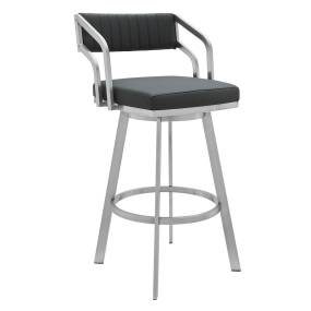Capri 26" Swivel Modern Metal and Slate Gray Faux Leather Bar and Counter Stool – Armen Living LCCPBABSSG26