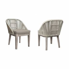Haiti Patio Outdoor Dining chairs in Grey Acacia Wood and Rope - Set of 2 - Armen Living LCHISIGR