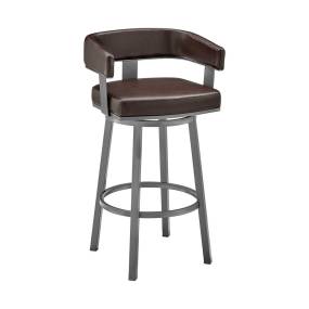 Lorin 30" Bar Height Swivel Bar Stool in Java Brown Finish and Chocolate Faux Leather – Armen Living LCLRBAJVCHO30