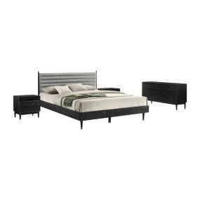 Artemio King 4 Piece Wood Bedroom Set in Black Finish – Armen Living SETARBLKKG4