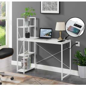Designs2Go Office Workstation with Charging Station and Shelves - Convenience Concepts 131523WFWEL