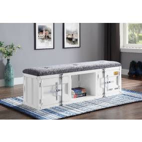 Cargo Bench (Storage) in Gray Fabric & White - Acme Furniture 35912