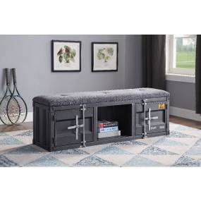 Cargo Bench (Storage) in Gray Fabric & Gunmetal - Acme Furniture 35927