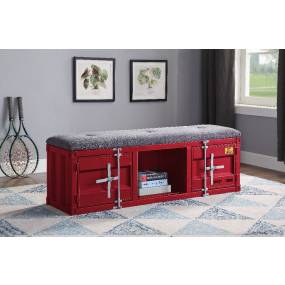 Cargo Bench (Storage) in Gray Fabric & Red - Acme Furniture 35956