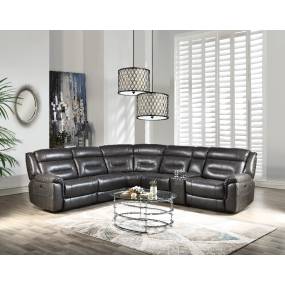 Imogen Sectional Sofa (Power Motion) in Gray Leather-Aire - Acme Furniture 54810