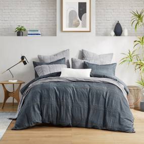 Croscill Casual Anders 3 Piece Duvet Set in Charcoal (King/Cal King) - Olliix CCA12-0002