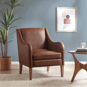 INK+IVY Ferguson Faux Leather Accent Chair in Brown - Olliix II100-0494