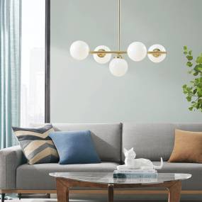 INK+IVY Aurelia 5-Light Chandelier with Frosted Glass Globe Bulbs in Gold - Olliix II151-0133